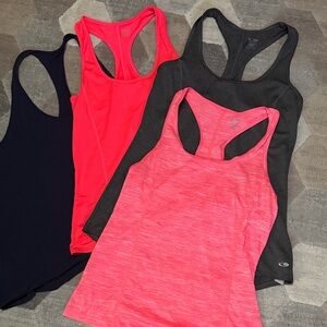 Lot of 4 Women's Racerback Tank Top Set Champion Pink Gray Dark Blue Mossimo set